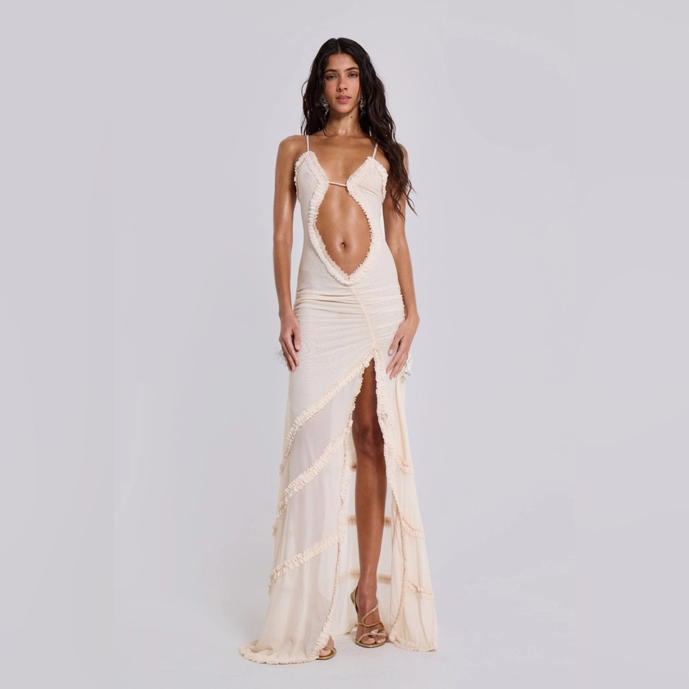 Jaded London Fatale Maxi Dress Vanilla